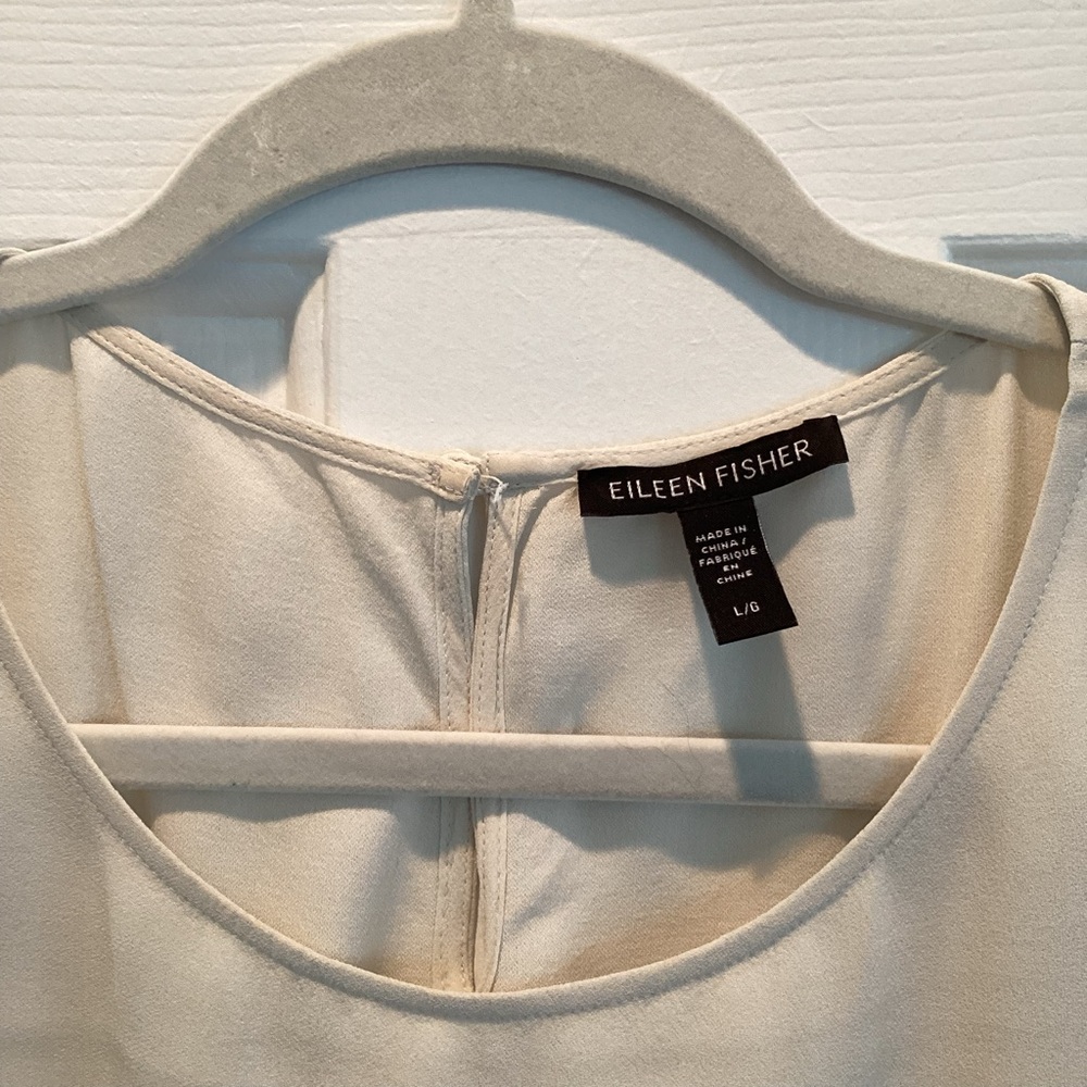 Eileen Fisher 100% Silk Sleeveless Blouse | Soft Cream | Size L - Picture 2 of 4